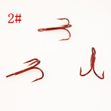 20pcs 2# Wholesale Squid Jig Hook Fishhooks Fishing Hook with box High Carbon Steel Treble Hook Red Color Free Shipping