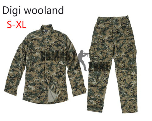 MCCUU Military Tactical Training Button Uniform Airsoft Combat Camoflage Shirt&Pants Suits Hunting Clothing Digi Woodland S-XL