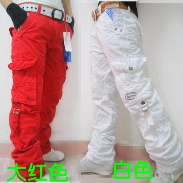 red black and white cargo pants