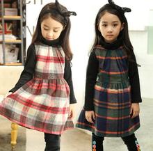 New Fall Winter Girl Dresses baby Girls Scottish kilt dresses Children kids Grid party dress
