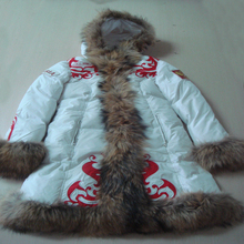 Women fur coat real fur natural fur coats X-long winter outwear jacket fur collar brand BOSCO SPORT olympic 2012 Jacket