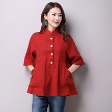 2016 New Spring And Summer Fashion Of Pregnant women Clothes Solid Color Big Yards Loose Casual Linen Cotton Maternity Shirt G