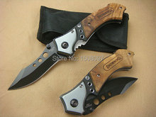 Cuchillo plegable táctico Browning tres ojos de acero inoxidable lámina de caza que acampa cuchillos de aluminio + mango de madera herramientas KN204