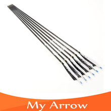 Wholesale 6pcs/lot Replaceable Arrowhead 30″ Length Carbon Arrow, 500 Spine,Hunting Or Practice Archery For Compound/Recurve Bow