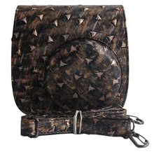 Punk Style Grey Pu Leather Camera Bag Case with Shoulder Strap for Fujifilm Instax Mini 8 Fuji Film Camera