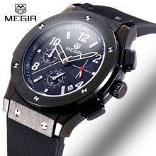 Megir Brand Men’s Sport Watch Waterproof Chronograph Auto Date Casual Silicone Military Watch Men Luxury Wristwatch Reloj hombre