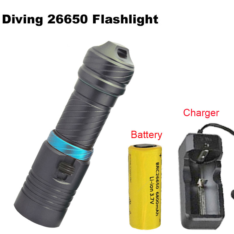 Mini Diving 26650 Flashlight CREE XM L2 Waterproof Switch LED