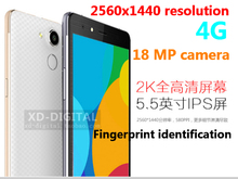 New 4G FDD-LTE TD-LTE fingerprint identification mobile phone andriod Eight core processor 5.5 Inch 4GB RAM 18.0 MP 2560×1440