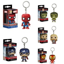 Marvel Avengers 2 Captain America FUNKO POP Pocket KeyRing Hanger Iron Man Hulk Thor PVC Action Toy Figure Collection Keychain