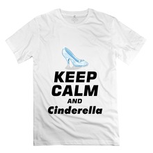 new 2015 Crystal Shoes Keep Calm Cinderella men tshirt print o neck tee-shirt men