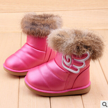 2015 TOP Designers EU21 30 Of Rabbit Hair Children Snow Boots Warm Winter Plush Kids Boots
