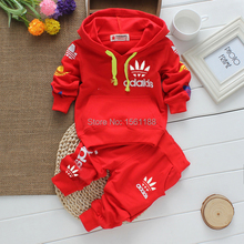 Free shipping 2015 new Spring Baby cotton long sleeved tracksuit two piece Children Sets Novelty Hooded