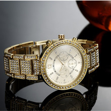 Top Luxury Rhinestone Bracelet Watch Women Watches Gold Watch Full Steel Quartz Watch Clock Hour montre femme relogio feminino