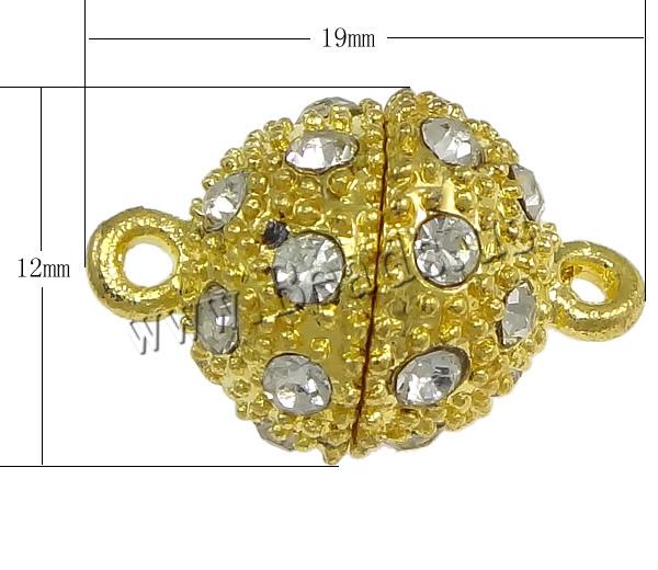 Free shipping!!!Zinc Alloy Magnetic Clasp,Promotion, Oval, gold color plated, with rhinestone, nickel, lead & cadmium free