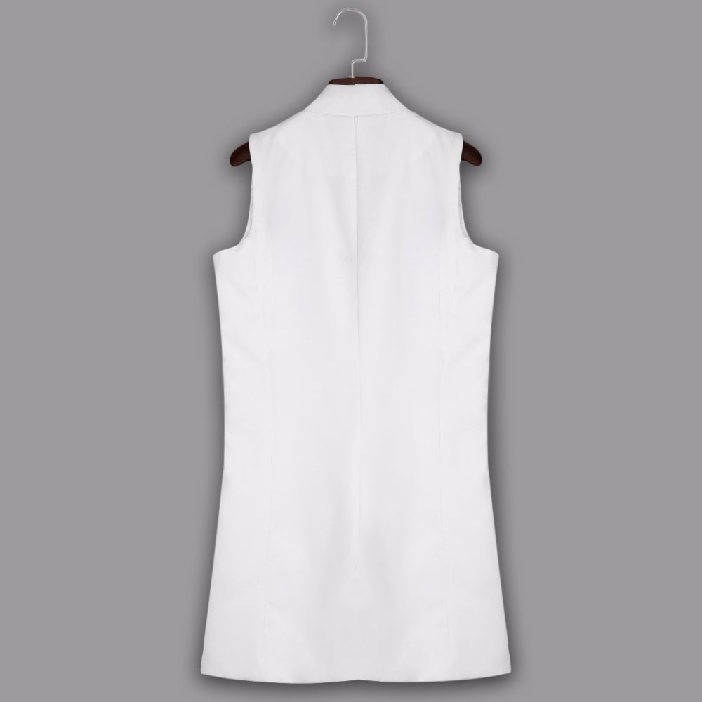 VESTLINDA Long Vest Back Split Outwear Waistcoats Women White Black Jacket Coat Sleeveless Cardigan Pocket Blazer Vest Femme Top 13