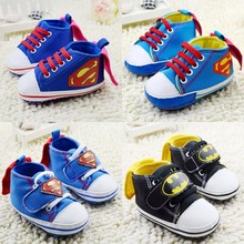 New Superman Baby Shoes 2016 Free Shipping Cartoon Casual Toddler Shoes 11cm 12cm 13cm Boy & Girls Baby First Walkers 1002