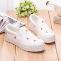 New Cute Fruits Print Womens Platform Shoes Summer 2016 Hand Painted Canvas Shoes Slip on Women