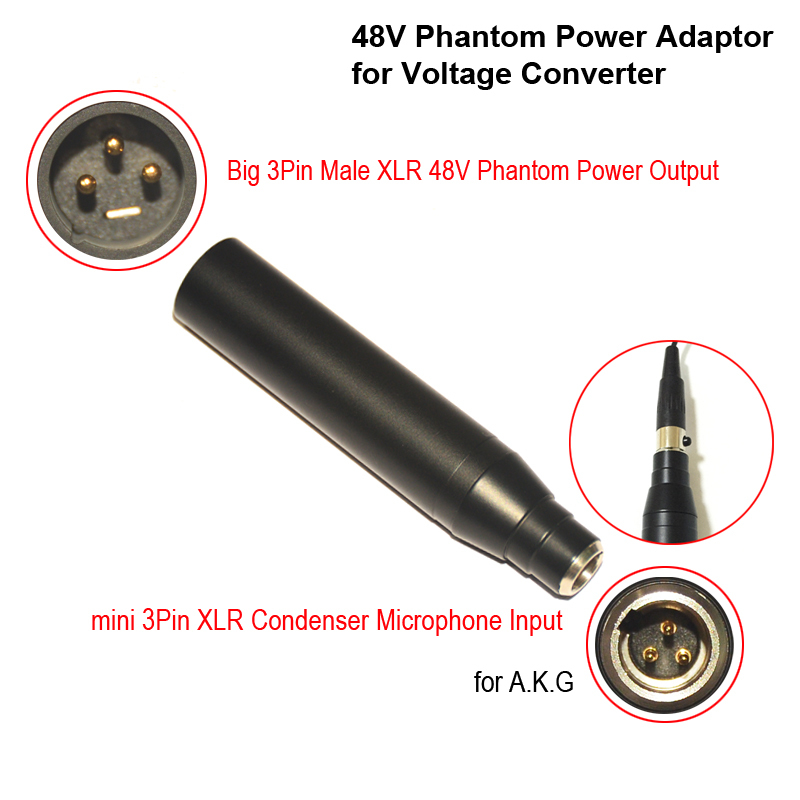 Condenser Mic XLR Adaptor TA3F Mini 3Pin Condenser Microphone XLR to 3Pin Male XLR Phantom Power