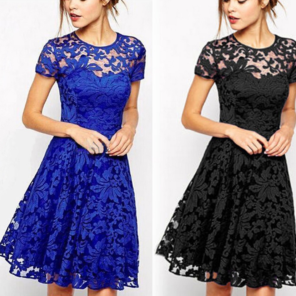 Casual Black Lace Dress