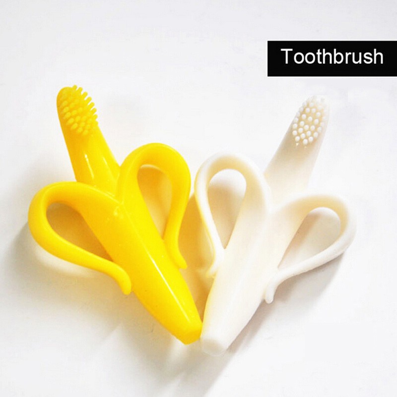 Silicon Banana Bendable Baby Teether Training Toothbrush Safe Babies Toddler Infant Teething Ring Toothbrush 0-12M High quality (2)
