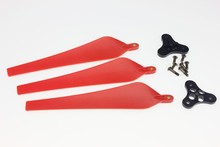 F11021-A 1 Set 12*4.5 Red Folding Nylon 3-Propeller Prop CW with 0328 Base Mount for Drone RC Multicopters