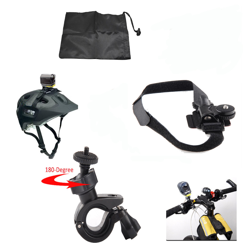 Bike Handlebar Holder Helmet Mount Holder with Bag for Sony Action