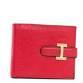 Ladies Thin Short Purse New Fashion Simple Cowhide Money Clip Designer Bi fold Buckle Closure Wallet