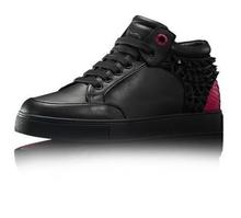 2015 new famous brand royaums men shoes lace up casual high top black genuine leather with