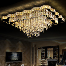 Living room lights rectangle crystal lamp led ceiling light modern brief remote control personalized discoloration