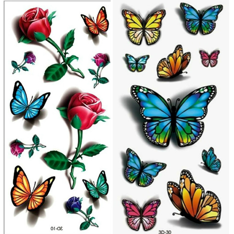 2pcs 3d rose tattoo body art chest sleeve stickers glitter 2pcs 3d rose tattoo body art chest sleeve stickers glitter