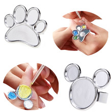 1pc Mini Nail Art Metal Finger Ring Palette Mixing Acrylic gel polish Painting Drawing color paint dish glue Palettes tools