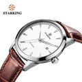 STARKING Brand Women Auto Date Automatic Mechanical Watches Sapphire Genuine Leather Strap Black Business Dress Watch