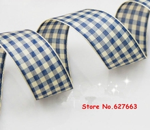 Free Shipping 25mm 1″ Blue Weave Scotish Plaid Ribbons 50yard/lot