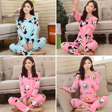 New hot 2015 Spring Autumn Womens Pajama Sets O-Neck Long Sleeve Women Sleepwear Pajamas girls nightgown for woman free shipping