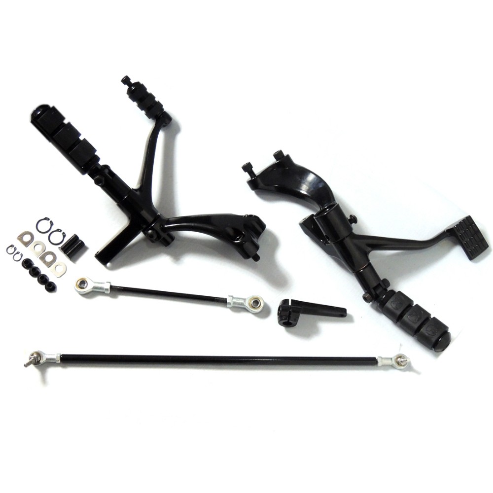 Black Forward Controls Complete Kit with Pegs Levers Linkages For Harley 2004-2013 Sportster FHADA272BK (1)