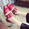2017 spring and summer pumps women wide heel square toe low heel shoes casual leather pumps