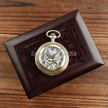 Free shipping 2015 Men hollow fullmetal alchemist gold cheap quartz hunger games pocket watch necklace chain