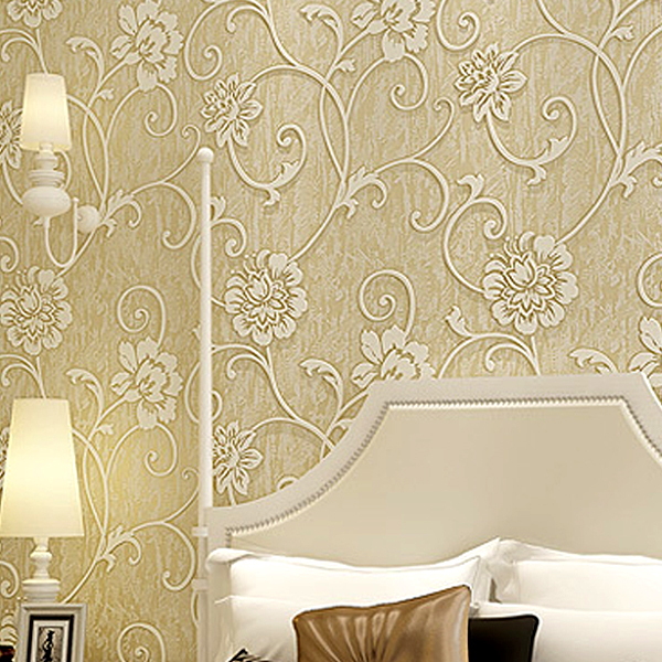 European Design Style Living Room Bedroom Background Wallpaper 3D Relief stereoscopic Flocking Embossing Wallpaper 3d wall panel