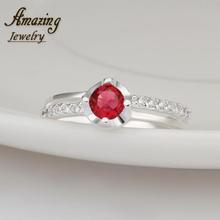 Brand Fashion Jewelry silver Plated sapphire big crystal CZ diamond ruby lord of the Rings women