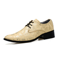 Cheap Snakeskin Surfae Dress Shoes Men Lace Up Black Gold Silver Party Derby Shoes Designer Spring