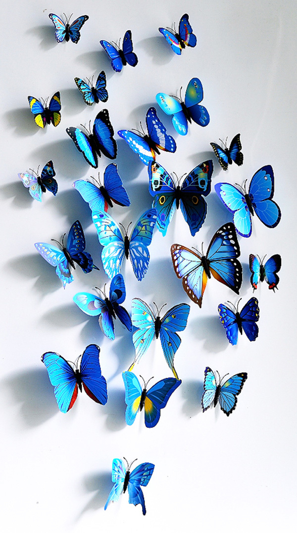 12Pcs Creative Colorful 3D blue Butterfly Wall Stickers Removable Home