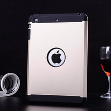 Hot! With Logo Fashion Simple Double Layer Luxury Shell Back Cases for Apple iPad mini2 Soft Hard Covers Drop Free Ship YXF03679