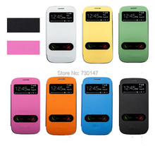 Back battery housing cover cases flip leather open View window case for samsung galaxy s3 SIII