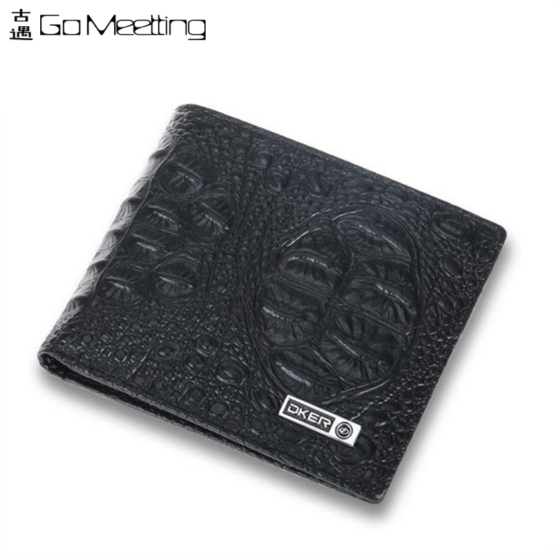 MEW 100% genuine leather  purse head layer cowhide wallet fashion Ultra-thin crocodile head design Short men wallet