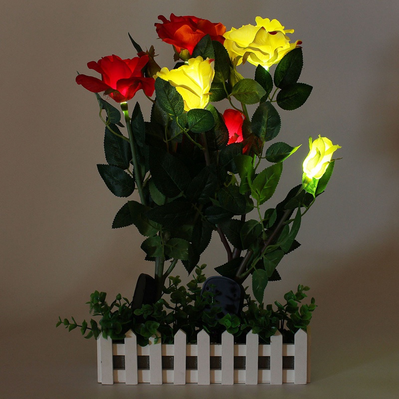 Waterproof IP55 Solar Power 3 Rose Flower LED Light Garden Yard Lawn Decoration View Lamp Red/Yellow/White/Pink Waterproof IP55 Solar Power 3 Rose Flower LED Light Garden Yard Lawn Decoration View Lamp Red/Yellow/White/Pink