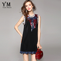 YuooMuoo 2016 New Summer Women Dress Brand Design Fashion Bow Sequined Party Dress Sleeveless Black Mini