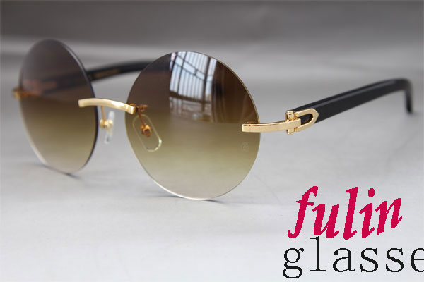 Vintage Round Womens Sunglasses Black Buffalo Horn Glasses 3524012 Size 58-18-140mm