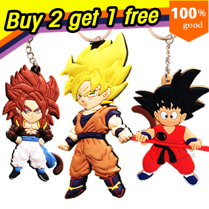 Buy 2 get 1 free dragon ball z anime cartoon goku Keychains action toy figures pendant