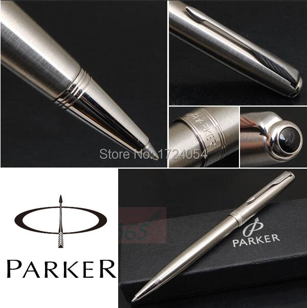 1pcs/lot Stationery Parker Pen Sonnet Roller Pen Caneta Ballpoint Silver Pen Silver Clip Office Supplies Gift 13.8*1.3cm