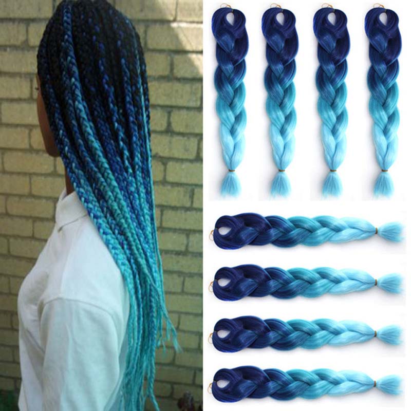 3 10 Pack Sapphire Blue Sky Blue Ombre Kanekalon Braiding Hair